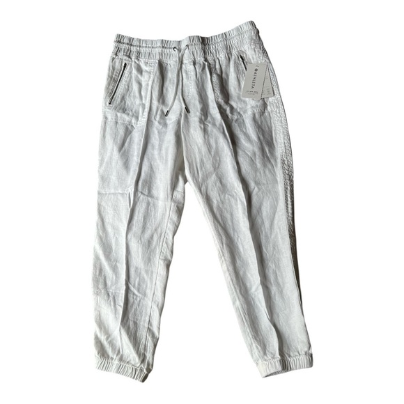 Athleta Pants - Athleta White Cabo Linen Jogger Track Pants Size 16